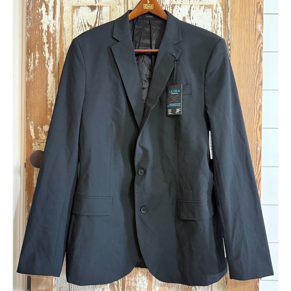 J. FERRAR Slim Fit 2-Button Suit Sport Coat Blazer Jacket - Black - 44 Long